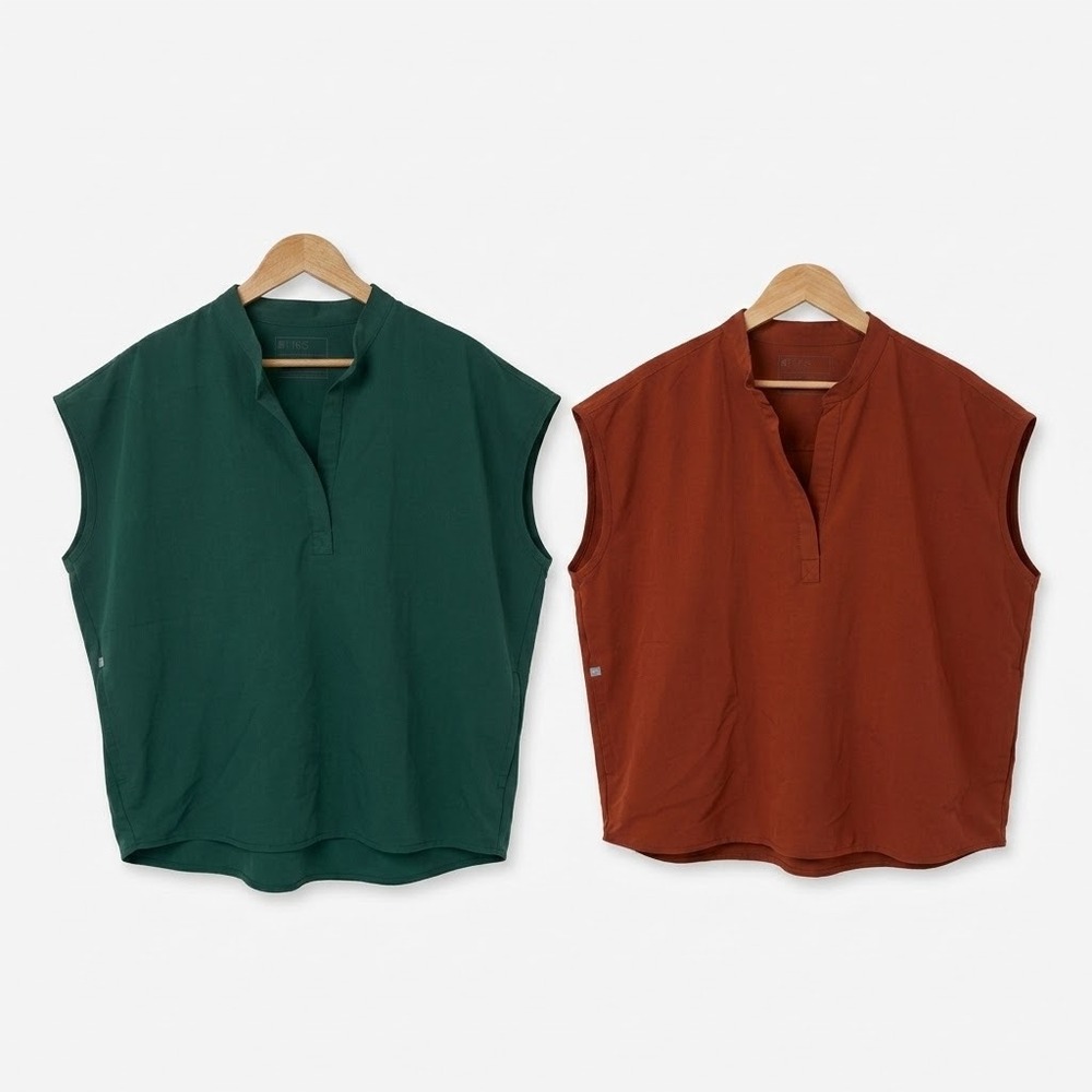 2 for $50: FIGS Rafaela Sleeveless Scrub Tops Size XXL Green Orange